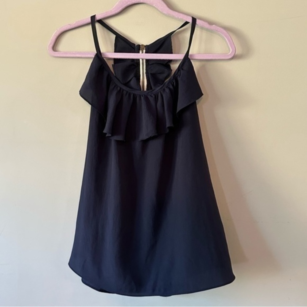 EUC DEJA VU boutique ruffled spaghetti strap tank size small